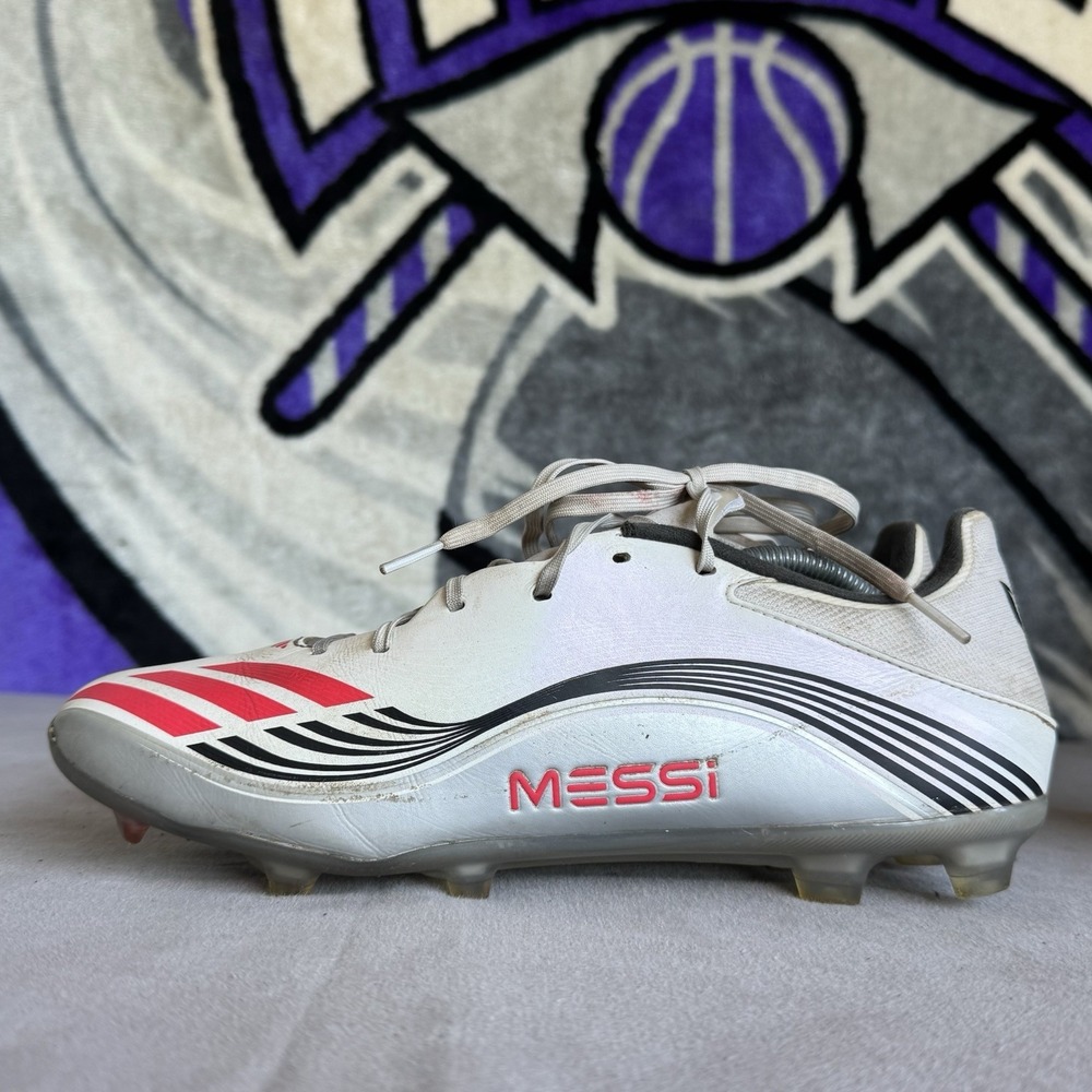 Size 12 - Adidas F50 Messi League‎ FG Mens White/Red/Silver Soccer Cleats JP7446